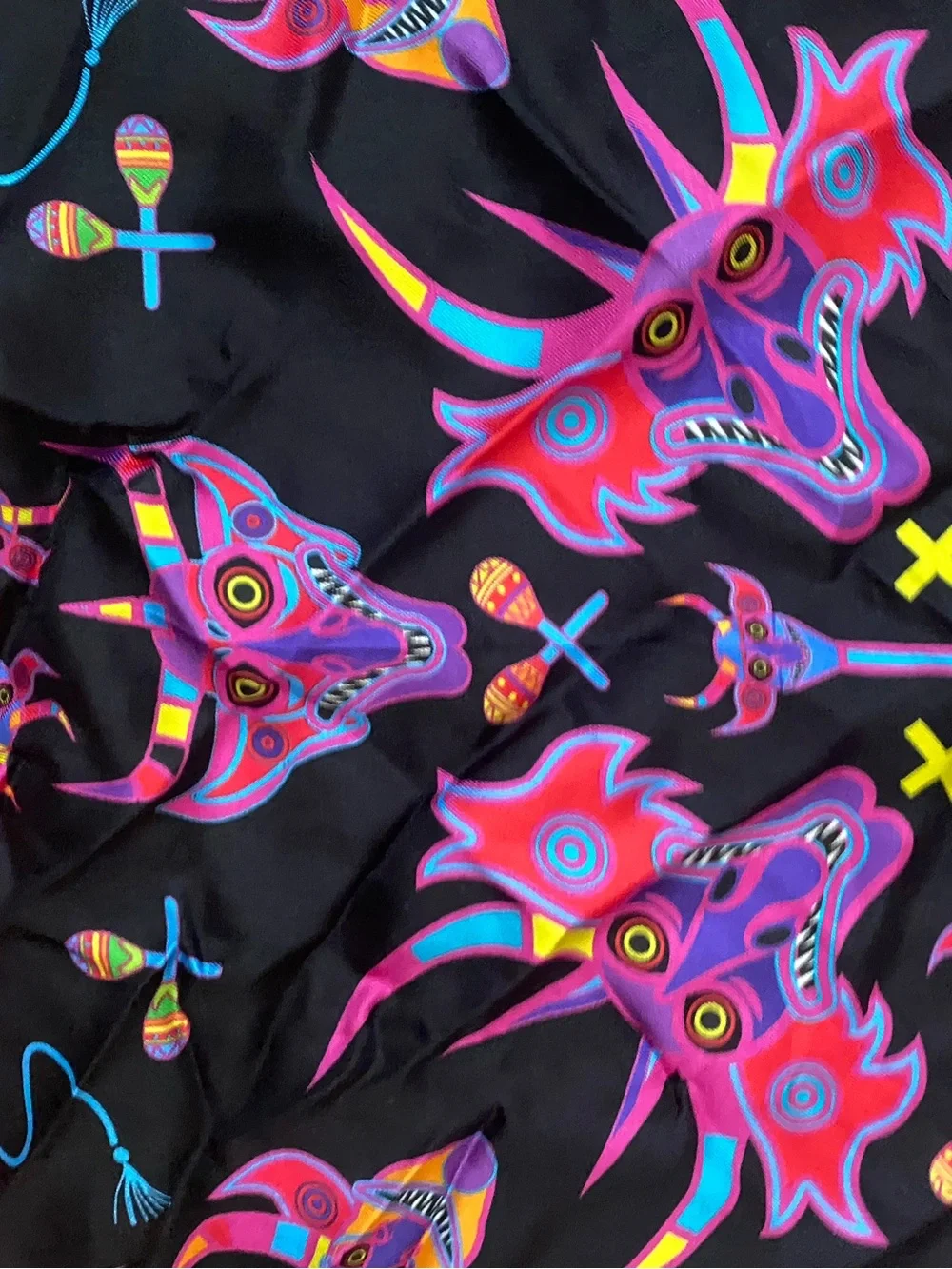 Meridiano 67º Diabladas 100% Real Silk Luxury Foulard Mythical 19” Square Scarf